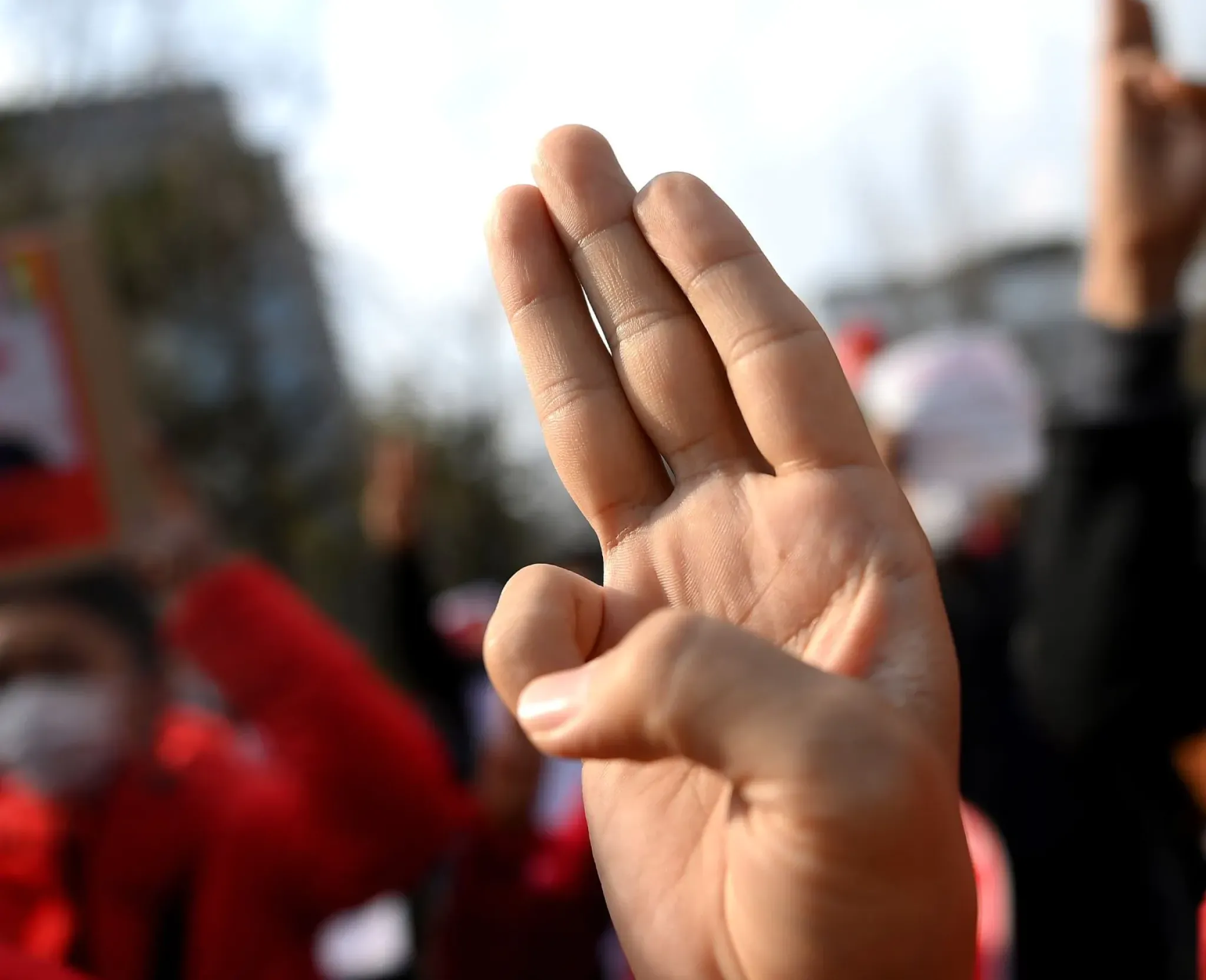 Myanmar_Protestors_three-finger gesture_resistance symbol.